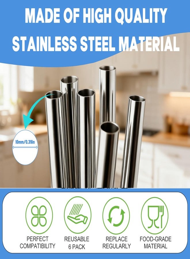 Haundry 6Pcs Metal Straw Replacement Compatible With Owala FreeSip Sway, FreeSip 40oz Water Bottle, With 2 Straw Cleaner, Reusable Stainless Steel Straws for Owala - Image 5